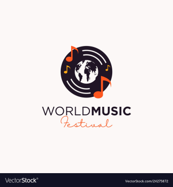 World music festival logo design vector image World music festival logo design vector image