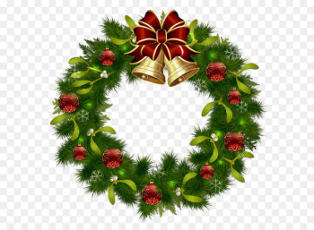 Wreath Christmas Garland Clip art - Transparent Christmas Pinecone Wreath with Gold Bells Clipart 