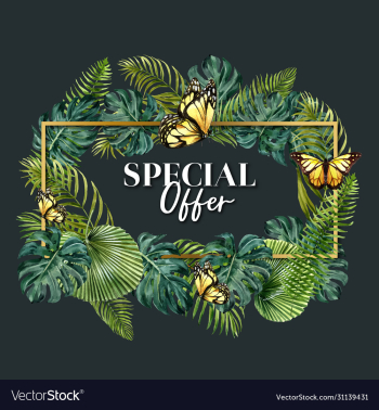 wreath design with tropical foliage green-toned