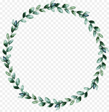 Wreath Leaf - Watercolor wreath of green leaves Wreath Leaf - Watercolor wreath of green leaves