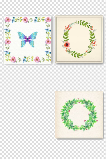 Wreath Pattern, Hand-painted garland plants transparent background PNG clipart