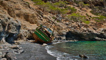Wreck Fishing Boat at the Seashore