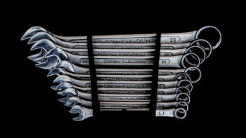 Wrench Set On Black Background Wrench Set On Black Background