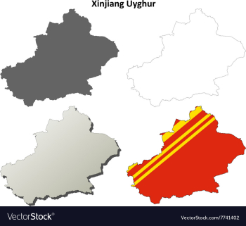 Xinjiang Uyghur outline map set - Chinese version vector image Xinjiang Uyghur outline map set - Chinese version vector image