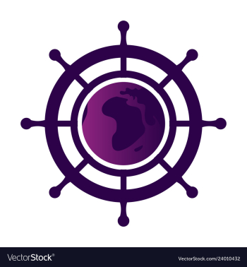 Yacht helm wheel image with globe in middle vector image Yacht helm wheel image with globe in middle vector image