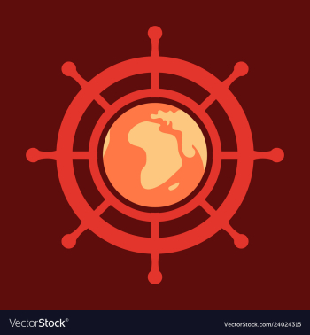 Yacht helm wheel image with globe in middle vector image Yacht helm wheel image with globe in middle vector image