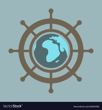Yacht helm wheel image with globe in middle vector image Yacht helm wheel image with globe in middle vector image