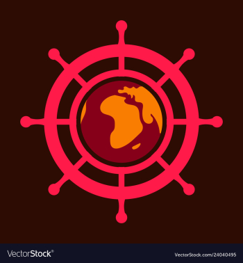 Yacht helm wheel image with globe in middle vector image Yacht helm wheel image with globe in middle vector image