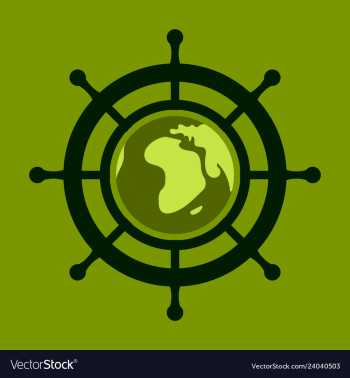 Yacht helm wheel image with globe in middle vector image Yacht helm wheel image with globe in middle vector image