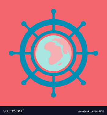 Yacht helm wheel image with globe in middle vector image Yacht helm wheel image with globe in middle vector image