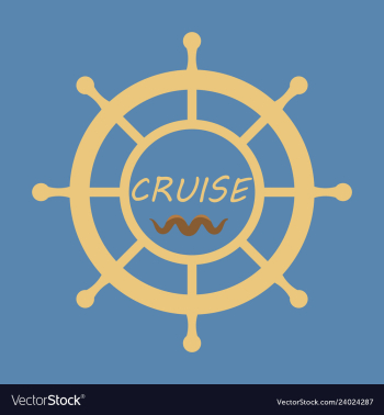 Yacht helm wheel image with sea waves vector image Yacht helm wheel image with sea waves vector image