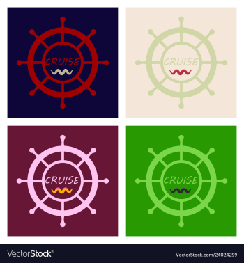 Yacht helm wheel image with sea waves vector image Yacht helm wheel image with sea waves vector image