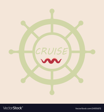 Yacht helm wheel image with sea waves vector image Yacht helm wheel image with sea waves vector image