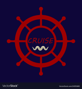 Yacht helm wheel image with sea waves vector image Yacht helm wheel image with sea waves vector image