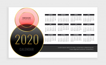 Year 2020 calendar template in luxury style Free Vector Year 2020 calendar template in luxury style Free Vector