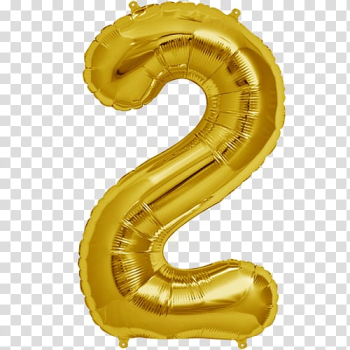 Yellow 2 air balloon, Balloon release Gold Party Mylar balloon, gold foil paper transparent background PNG clipart