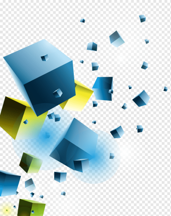 yellow and blue box, Geometry Ornament Block, Abstract geometric blocks of three-dimensional pieces, blue, angle, rectangle png
