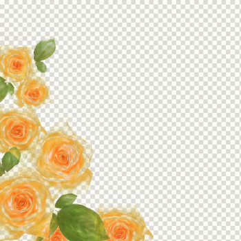 Yellow and green roses border, Rose watercolor floral border albums transparent background PNG clipart