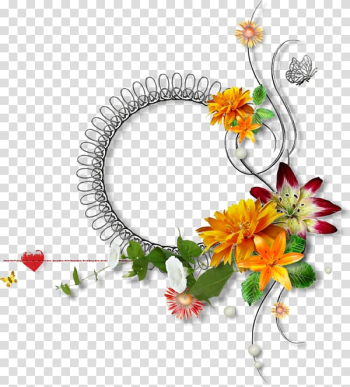 Yellow and green wall wreath graphic, Flower Wreath, Wreath frame decorative plants transparent background PNG clipart