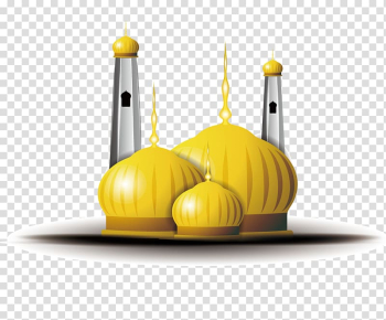 Yellow and silver mosque , Quran Islam, Islamic churches transparent background PNG clipart