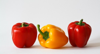 Yellow Bell Pepper Between 2 Red Bell Pepper