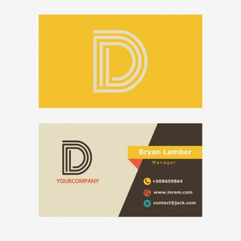 Yellow business card with D letter logo