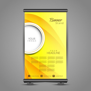 Yellow color waves banner stand Yellow color waves banner stand