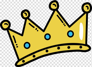 Yellow crown illustration, Hand painted cartoon crown transparent background PNG clipart