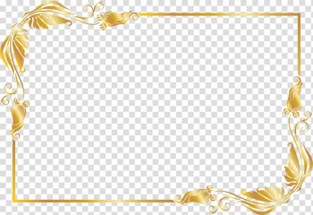 Yellow floral border illustration, LINE, Golden lines of flowers transparent background PNG clipart