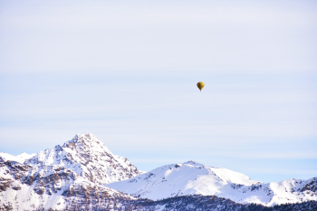 Yellow Hot Air Balloon Floating Yellow Hot Air Balloon Floating