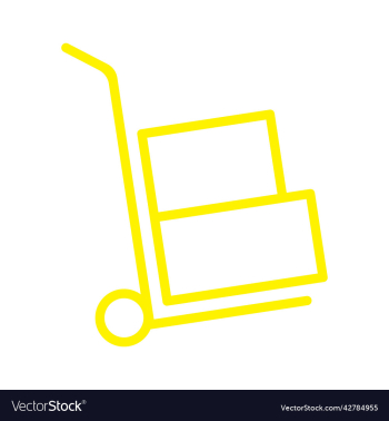yellow moving hand truck line art icon