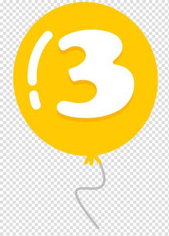 Yellow number 3 illustration, Balloon Drawing , Balloon number 3 transparent background PNG clipart
