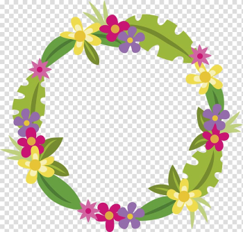 Yellow, pink, and purple flowers wreath, Flower Film frame , Cute little floral decorative frame transparent background PNG clipart