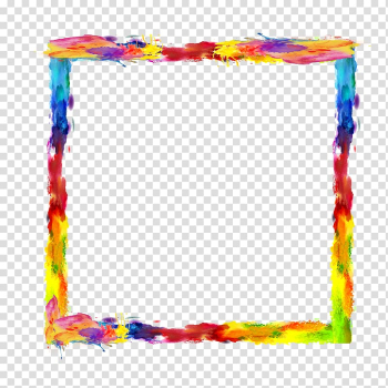 Yellow, red, and purple paint border, frame Ink, Creative color ink box transparent background PNG clipart