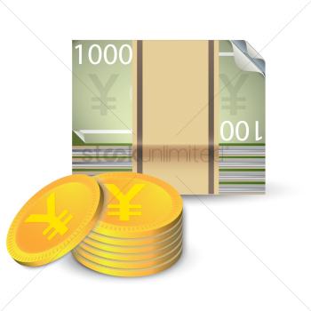 Yen bank notes and gold coins Yen bank notes and gold coins