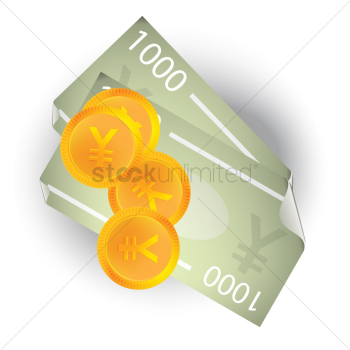 Yen bank notes and gold coins Yen bank notes and gold coins
