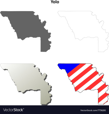 Yolo County California outline map set vector image Yolo County California outline map set vector image