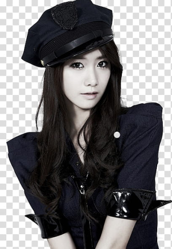 YoonA SNSD render, woman wearing police officer clothes portrait inside black frame illustration transparent background PNG clipart