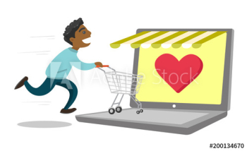 Young african-american man using laptop for online shopping Young african-american man using laptop for online shopping