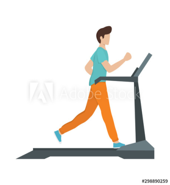 Young athletic man training on a treadmill