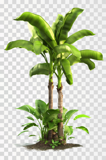 Young banana tree, PNG image