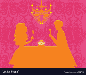 Young couple flirt and drink champagne vector image Young couple flirt and drink champagne vector image