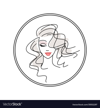 young girl logo in a circle for a beauty salon young girl logo in a circle for a beauty salon