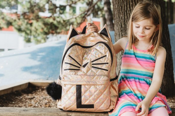 Young Girl With New Backpack For School Young Girl With New Backpack For School