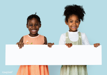 Young girls holding a banner | Free stock psd mockup - 6357