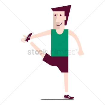 Young man doing heel stretch Young man doing heel stretch
