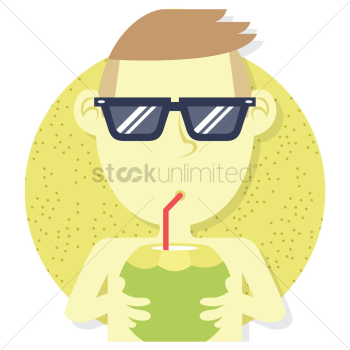 Young man drinking coconut Young man drinking coconut