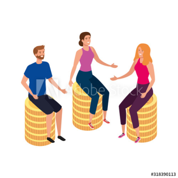young people sitting in coins design young people sitting in coins design