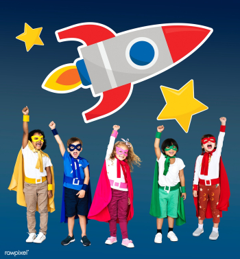 Young superheroes with a rocket icon | Free stock psd mockup - 492043 Young superheroes with a rocket icon | Free stock psd mockup - 492043