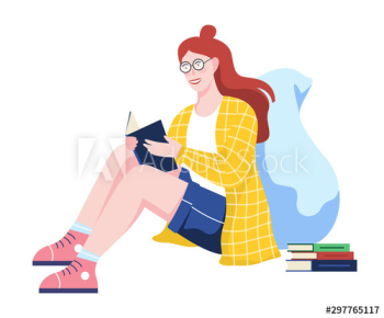 Young woman reading book concept